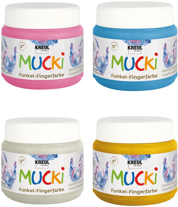 Actual product image Kreul MUCKI sparkle finger paints (Pink, Blue, Silver, Gold, 600 ml)
