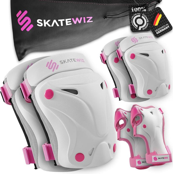 Skatewiz Kinder Protektoren Set (XS, Knieschoner, Handgelenkschoner, Ellbogenschoner, 6 Stück)