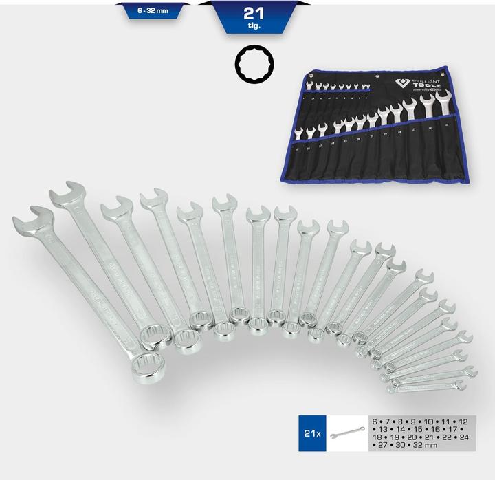 Actual product image Brilliant Tools Combination wrench, 21 pcs. (19 mm, 8 mm, 10 mm)