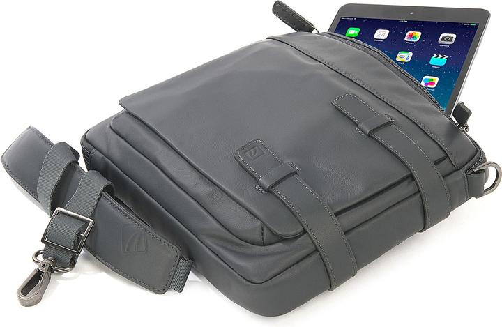 Produktbild Tucano Tema Cross-Body, Tablettasche aus Leder für iPad mini, Tablets bis 8 Zoll, dunkelgrau