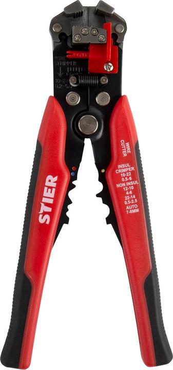 Stier Automatik-Schneid-, Crimp- und Abisolierzange Kombi+ (CAT III 600V)