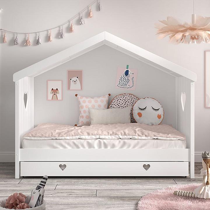Produktbild Vipack Hausbett Amori mit Rückwand inkl. Ausziehkasten (90 x 200 cm)