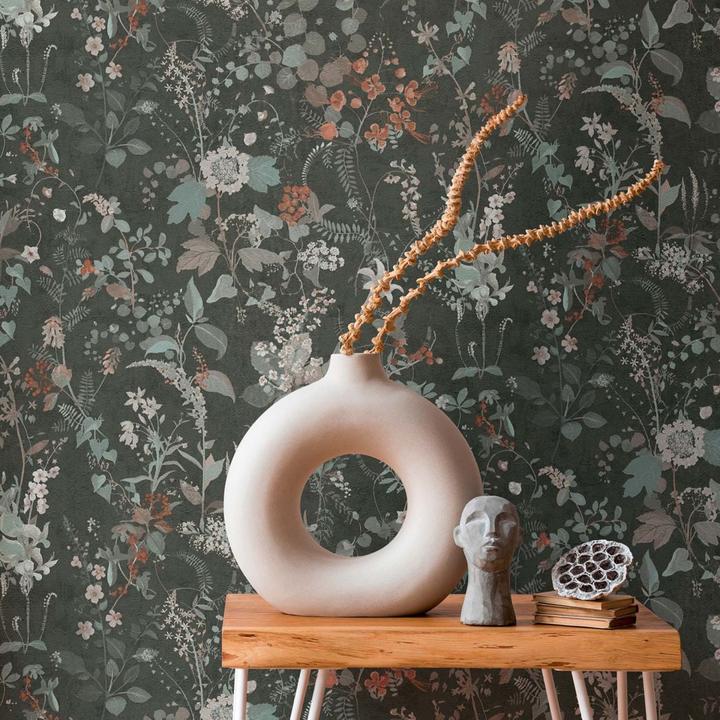 Actual product image A.S. Création wallpaper floral flowers black red vintage floral wallpaper living room non-woven wallpaper (53 x 1005 cm)