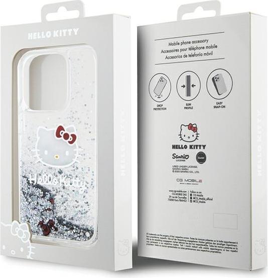 Immagine prodotto Hello Kitty HKHCP14XLIKHET Custodia rigida iPhone 14 Pro Max 6.7" srebrny/argento Liquid Glitter Charms Kitt (Apple iPhone 14 Pro Max)