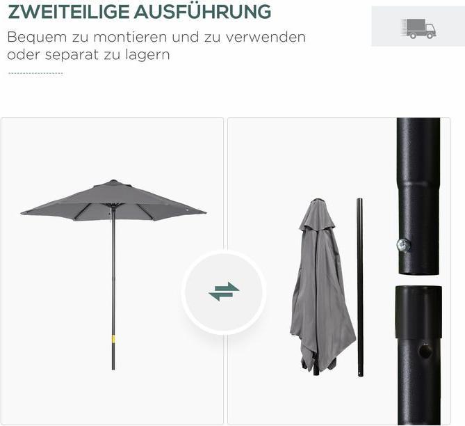 Actual product image Swisshandel24 Sonnenschirm Ø196 cm, Drehbar, Knickfunktion, sechseckig, Dunkelgrau