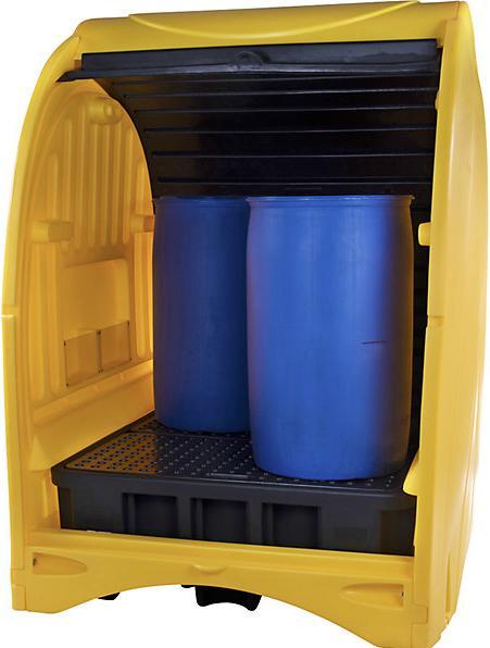 Image du produit Jonesco Dépôt pour produits dangereux en PE avec rideau, pour 4 fûts de 200 litres