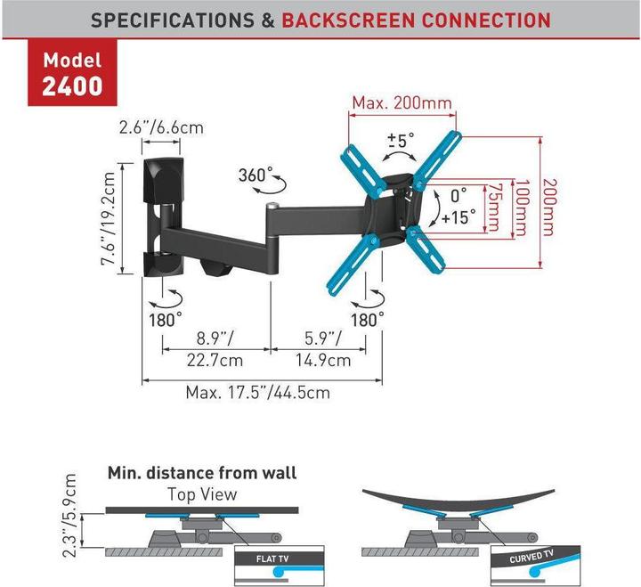 Actual product image Barkan Wh 2400 (Wall, 43", 30 kg)