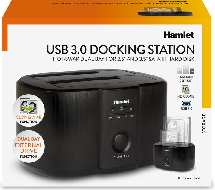 Immagine prodotto Hamlet USB 3.0 Docking Station per hard disk sata da 2,5" o 3,5" usb 3.0