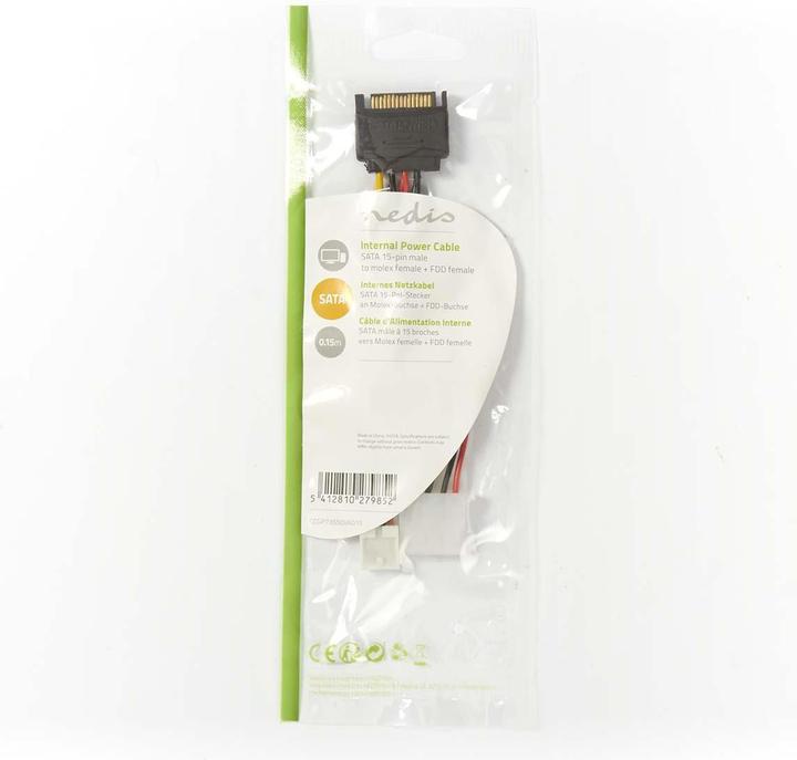 Actual product image Nedis Internal power cable | SATA 15-pin male | FDD female / Molex female | Gold-plated | 0.20 m | ru