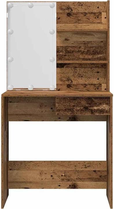 Produktbild VidaXL Schminktisch-Set mit LED-Leuchten Altholz-Optik Holzwerkstoff (74.5 x 40 x 141 cm)