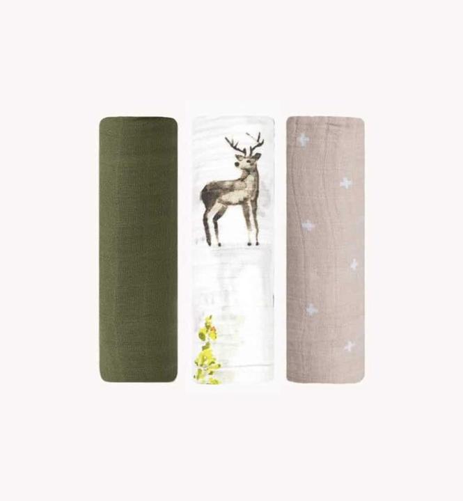 Produktbild little unicorn Cotton Muslin Swaddle 3 Pack - Oh Deer! (120 cm, 120 cm)