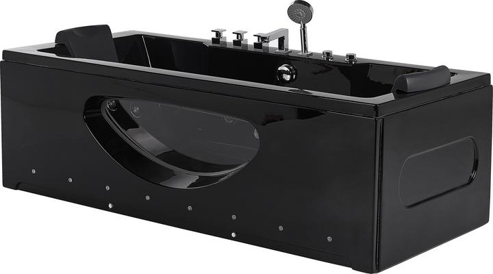 Actual product image Beliani Whirlpool bath black rectangular with LED 180 x 80 cm HAWES (235 l, 80 cm)