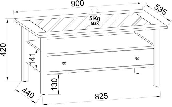 Image du produit VCM Table d'appoint en bois Table basse Table de salon Tiroir Lingis L (90 x 54 cm)