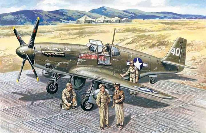 Produktbild ICM Mustang P-51 B WWII American Fighter with USAAF Pilots and Ground Personnel