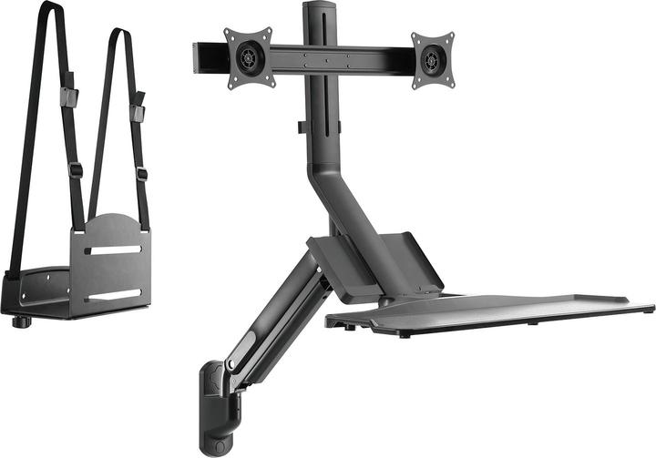 Produktbild Maclean Wandhalterung für zwei Monitore und Tastatur, Gasfeder mit Computerhalterung, für Monitore 17"27" (Wand, 27")