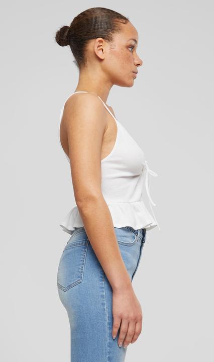 Actual product image Urban Classics Ladies Waffle Pique Ruffle Top - 137877 (XS)