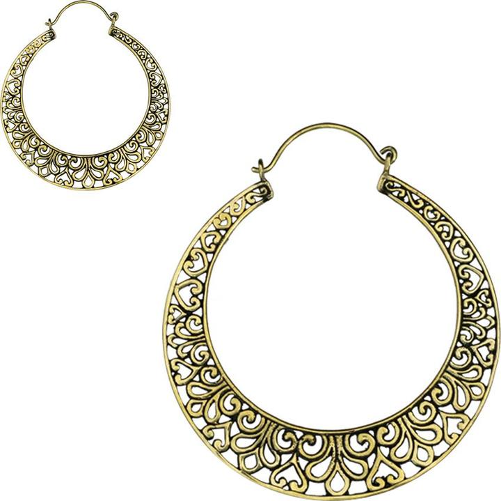 Produktbild Star Piercing Ohrring vergoldet Creole mit Herzen (Messing)