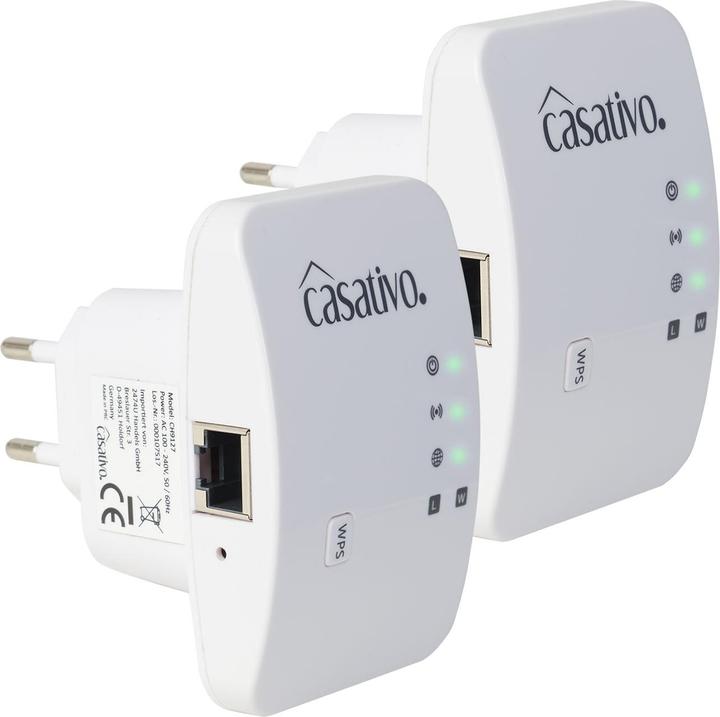 Image du produit Casativo 2er-Set Mini-WLAN-Repeater mit WPS-Funktion, 300 Mbit/s, LAN-Anschluss & 2,4 GHz (300 Mbit/s)