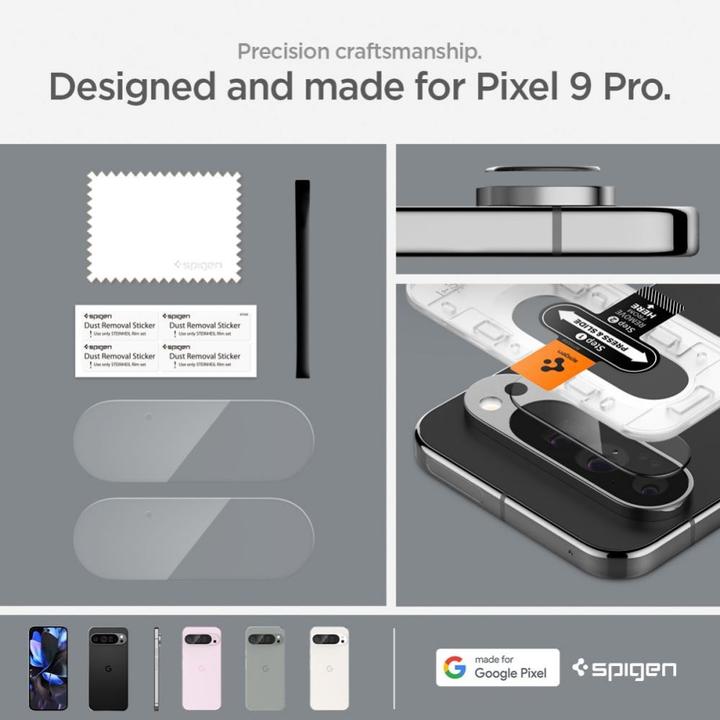 Actual product image Spigen EZ Fit Tempered Glass Camera Protector Google Pixel 9 Pro 2-Pack (2 Piece, Google Pixel 9 Pro)