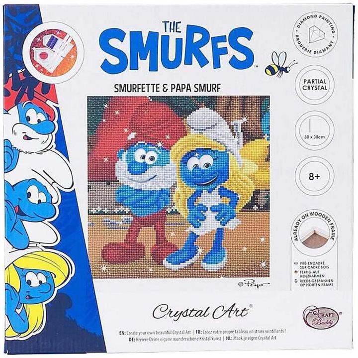 Actual product image Craft Buddy Smurfette and Papa Smurf, picture 30x30cm Crystal Art