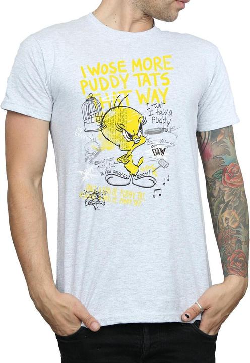 Actual product image Looney Tunes Mens More Puddy Tats Tweety Cotton T-Shirt (3XL)