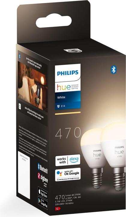 Actual product image Philips Hue White Luster (E14, 5.70 W, 470 lm, 2 x, G)