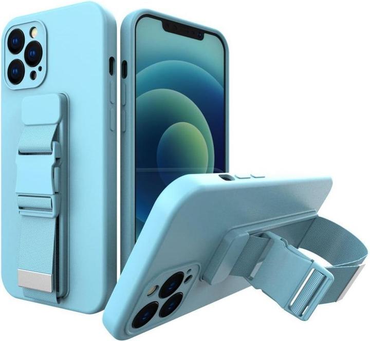 Actual product image Hurtel Rope case gel case with a chain lanyard bag lanyard iPhone 13 mini blue (Apple iPhone 13 mini)