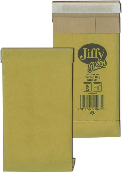 Actual product image Mailmedia Jiffy paper padded envelope, size: 00 without window, brown, internal dimensions: 105 x 229 mm (1 x)