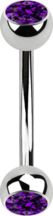 Produktbild Star Piercing Banane silber mit zwei Kugeln Kristall violett (ohne Messing, Chirurgenstahl 316L)