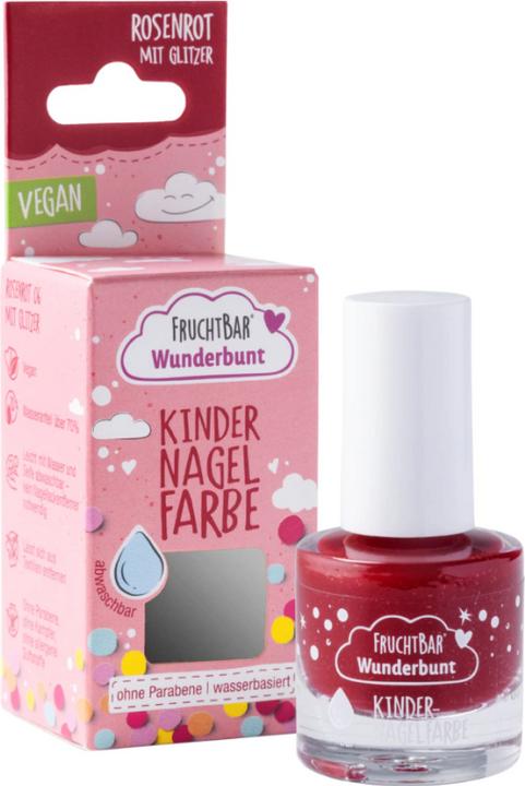 Fruchtbar Wunderbunt Kinder Nagelfarbe Rosenrot mit Glitzer vegan