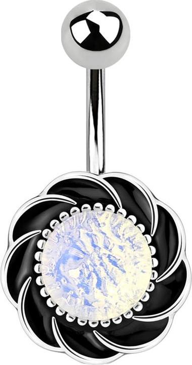 Star Piercing Banane silber mit Kugel Wirbel Opalite Stein (Messing, Chirurgenstahl 316L)