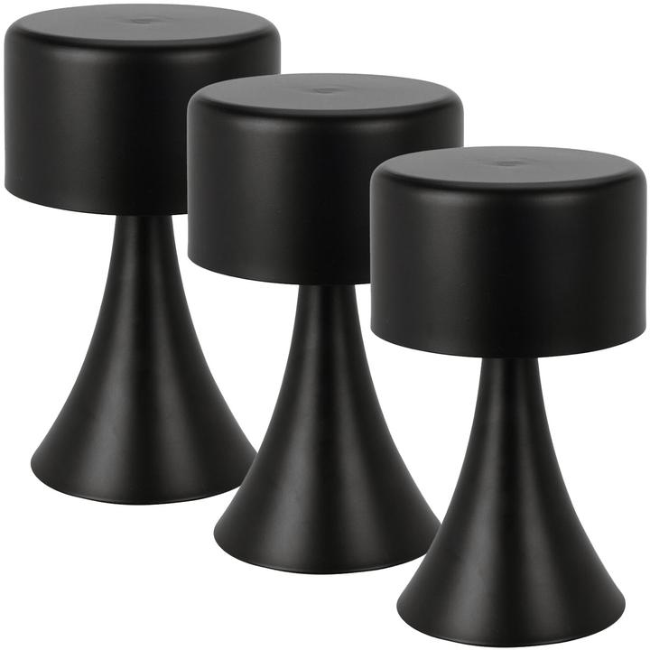 Image du produit H & S Collection Lot de 3 lampes de bureau LED design, noires, à piles, 12 x 21 cm