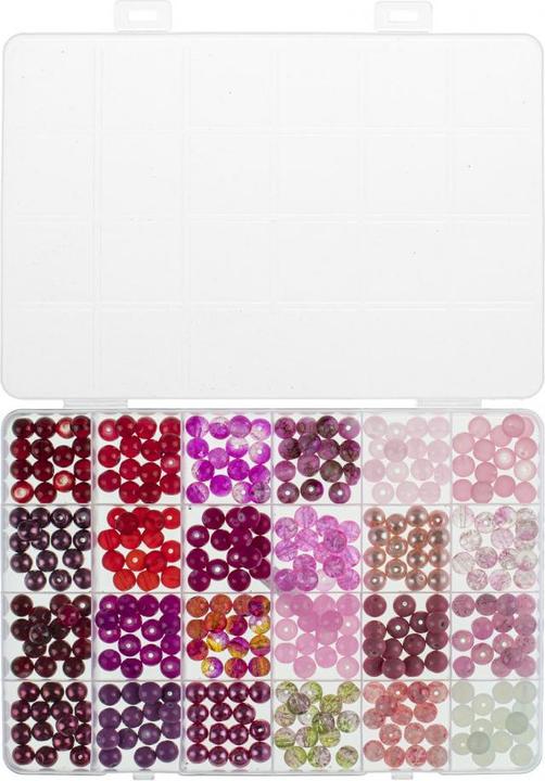 Actual product image Magni Glass bead jewellery set red/pink 360 pieces