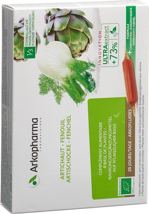 Actual product image Arkopharma Arkofluide Bio Artischocke-Fenchel (40 Piece, Ampoule, 371 g)