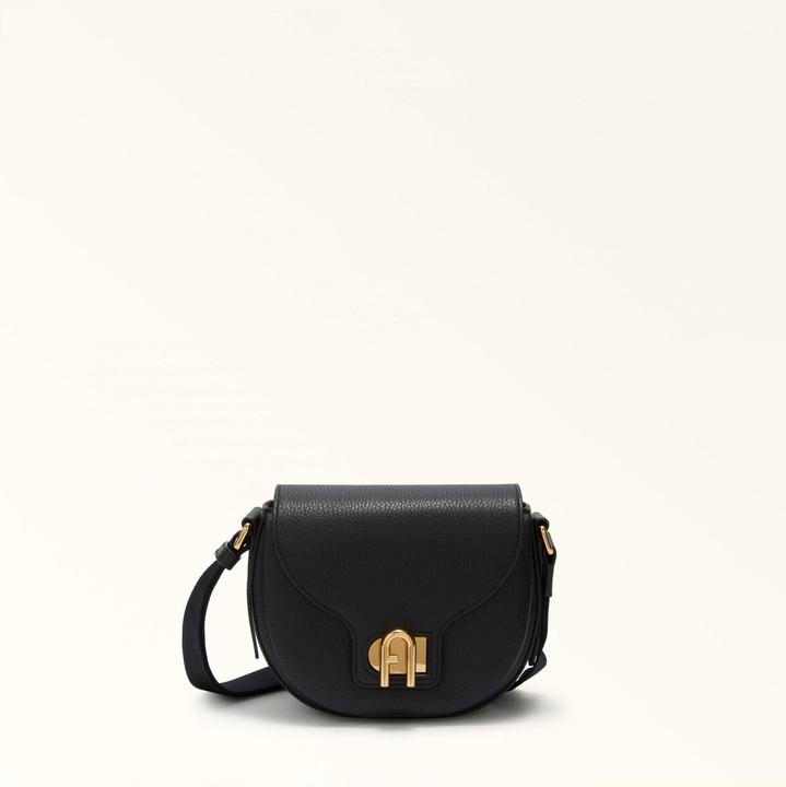 Furla lotus mini leather shoulder bag black color