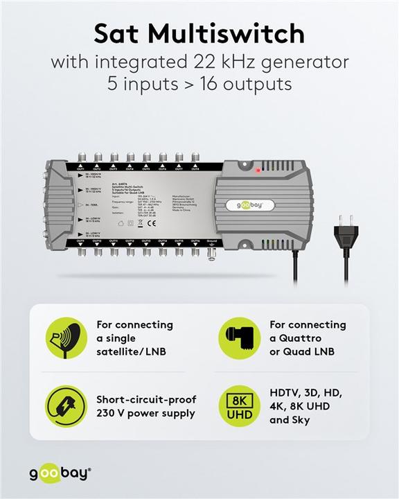 Actual product image Goobay Satellite multi-switch 5 inputs/16 outputs (Multi switch)