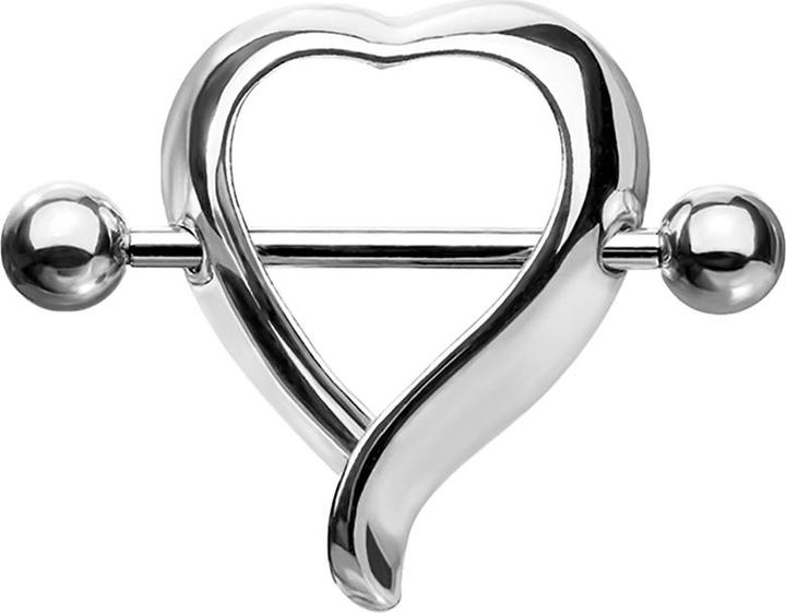 Produktbild Star Piercing Barbell silber mit zwei Kugeln Herz (Chirurgenstahl 316L, Messing)