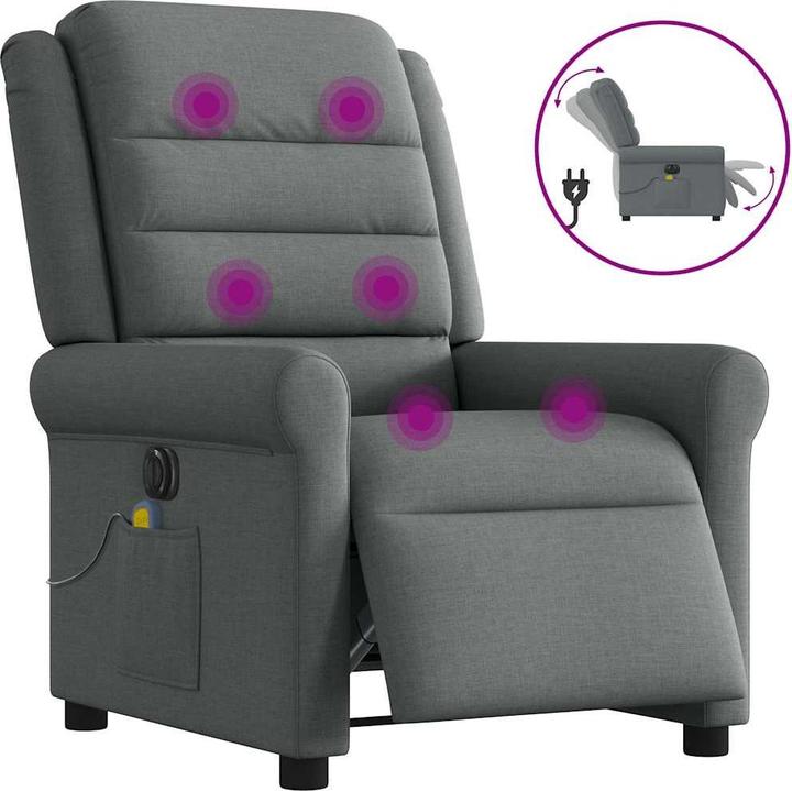 Immagine prodotto VidaXL Sedia da massaggio elettrica in tessuto grigio scuro