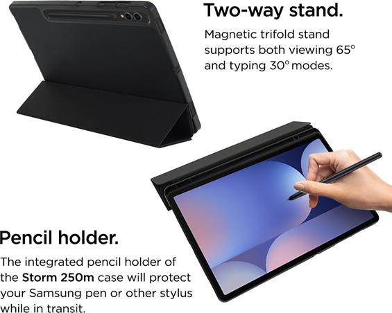 Produktbild Eiger Folio-Case schwarz Storm 250m Stylus Case Black (Galaxy Tab S9+, Galaxy Tab S9 FE+, Galaxy Tab S10+, Galaxy Tab S8+, Galaxy Tab S7+)