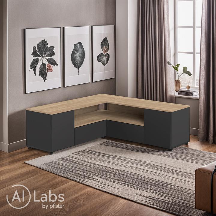 Image du produit Temahome Angle TV Stand black and oak (40 x 46 cm)