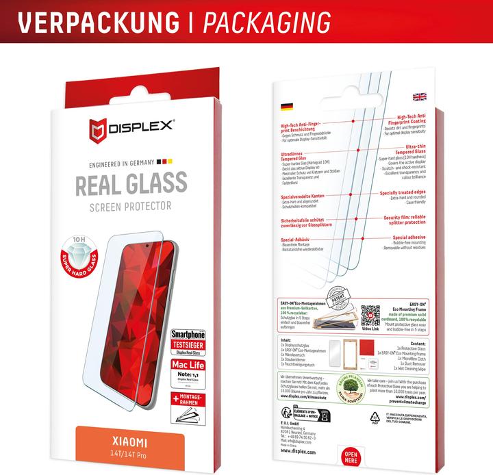 Actual product image Displex Real Glass, 2D Panzerglas (1 Piece, Xiaomi 14T Pro, Xiaomi 14T)