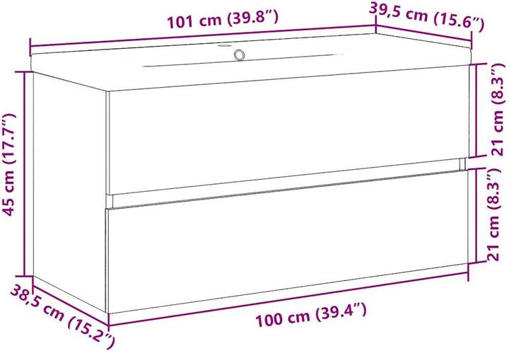 Produktbild VidaXL Waschbeckenunterschrank Wand Unterschrank Badschrank mit Einbaubecken