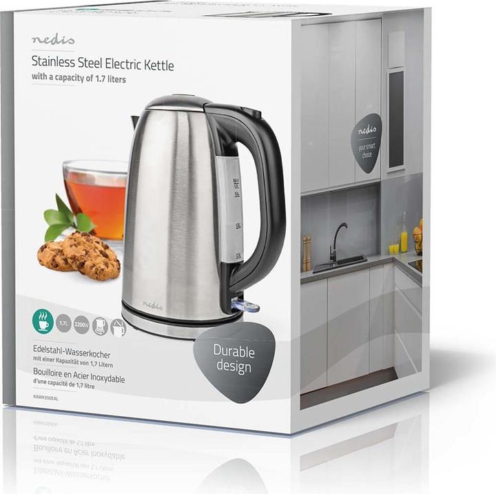 Immagine prodotto Nedis Bollitore - Base girevole a 360° - Elemento riscaldante a scomparsa - Controllo Strix - Protezione (1.70 l, Spina UE)