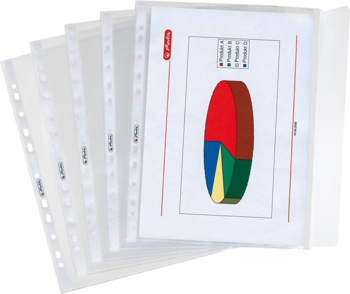 Produktbild Herlitz Prospekthülle mit Verschlusslasche, A4, genarbt 0,12 mm, aus PP-Folie, seitlich offen mit Überschlag (A4, 10 x)