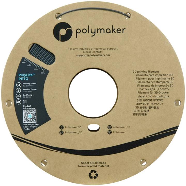 Immagine prodotto Polymaker PolyLite PETG (PETG, 1.75 mm, 1000 g, Grigio)