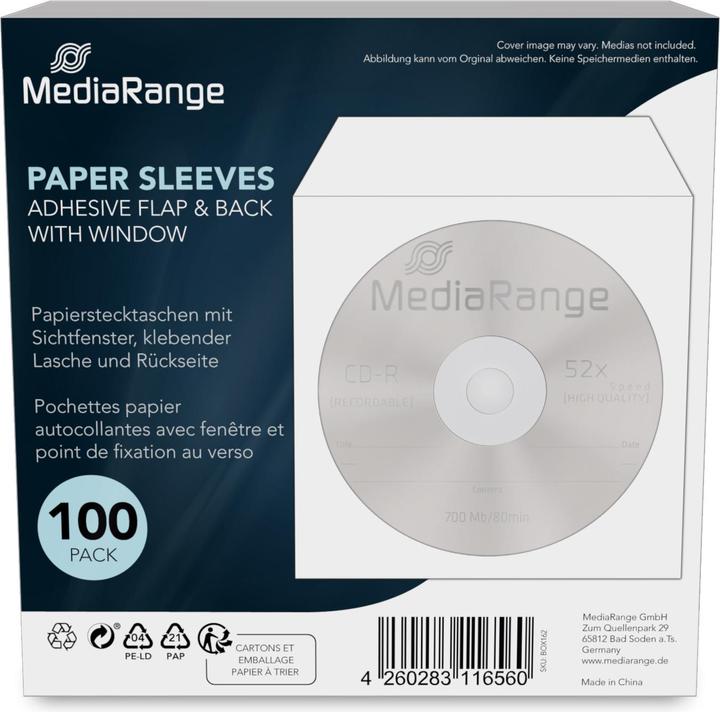 Produktbild MediaRange 100 1er CD-/DVD-Hüllen weiss
