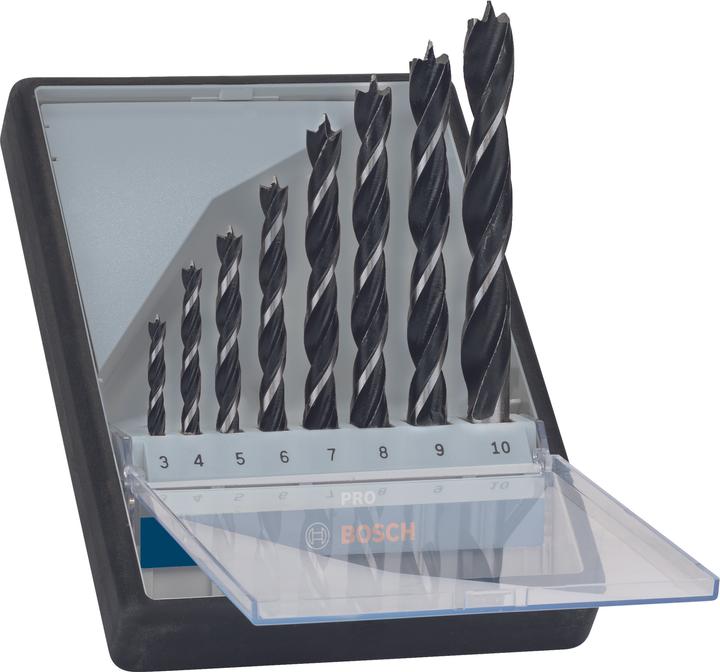 Bosch Professional Zubehör Set di punte per legno PRO. 8 pezzi. (5 mm, 6 mm, 7 mm, 8 mm, 9 mm, 10 mm, 3 mm, 4 mm)