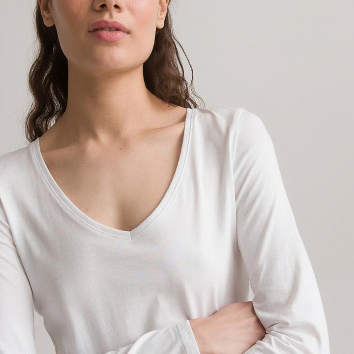 Image du produit La Redoute Collections T-shirt avec col en V (L)