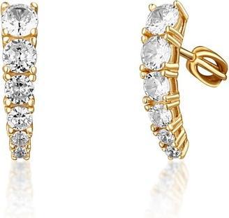 JVD - Sparkling gold-plated earrings with clear zircons SVLE1618XH2GOSR