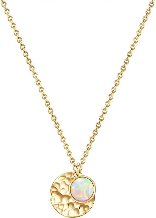 Glanzstücke München Damen Kreis Sterling Silber Opal (synth.) gelbgold 40,0 cm Basiskette + 5,5 cm Verlängerung - 31322 (Sterling Silber, 40 - 45 cm)